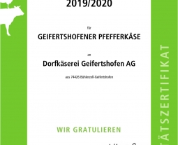 Zertifikate für unseren Käse
2019